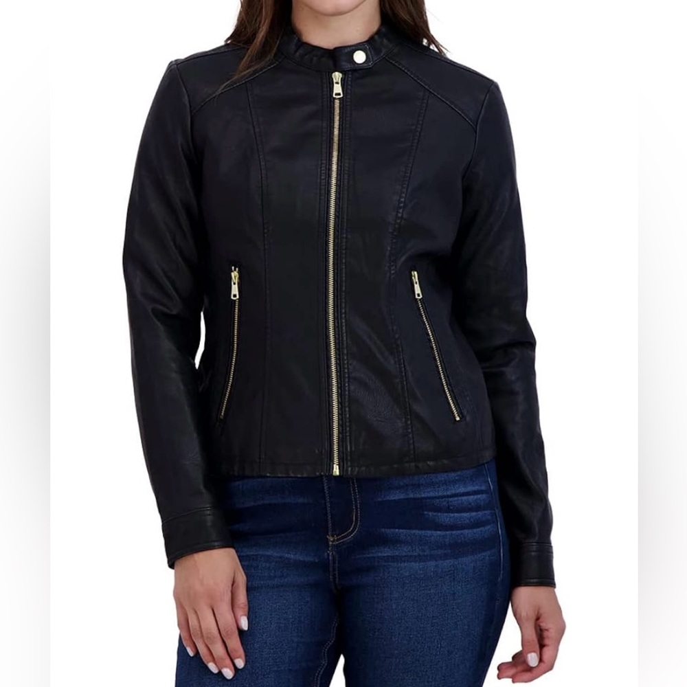 Baccini Faux Leather Moto Jacket (Medium)